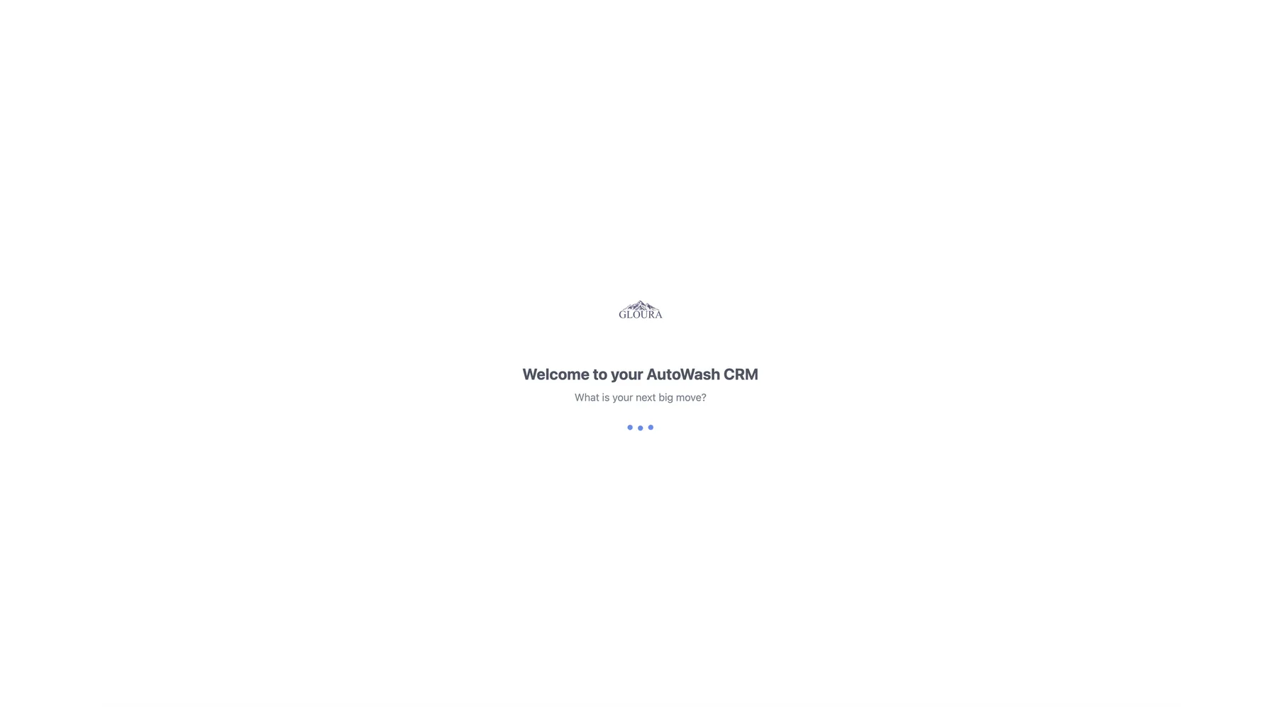 AutoWash CRM branded welcome screen